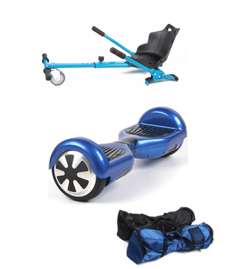 Blue Classic 6.5" Hoverboard with Hoverkart Bundle