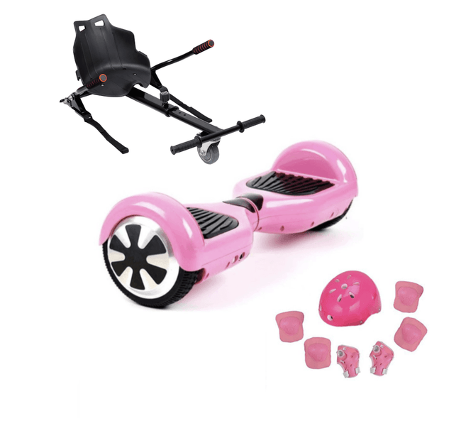 6.5 Inch Classic Pink Hoverboard with Hoverkart, Pink Hoverboard Bundle - SWEGWAYFUN