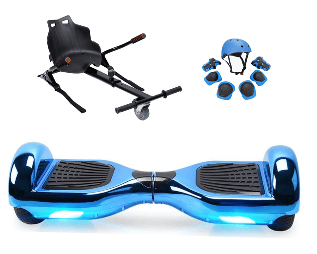 6.5 Chrome Blue BLUETOOTH Hoverboard Led + Hoverkart Bundle - 30% sale Offer - SWEGWAYFUN
